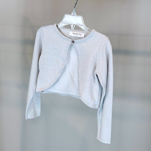 Girls Long Sleeve Sparkle Cardigan Childrens Kids Bolero Shrug, Size 5-6 - Picture 2 of 5